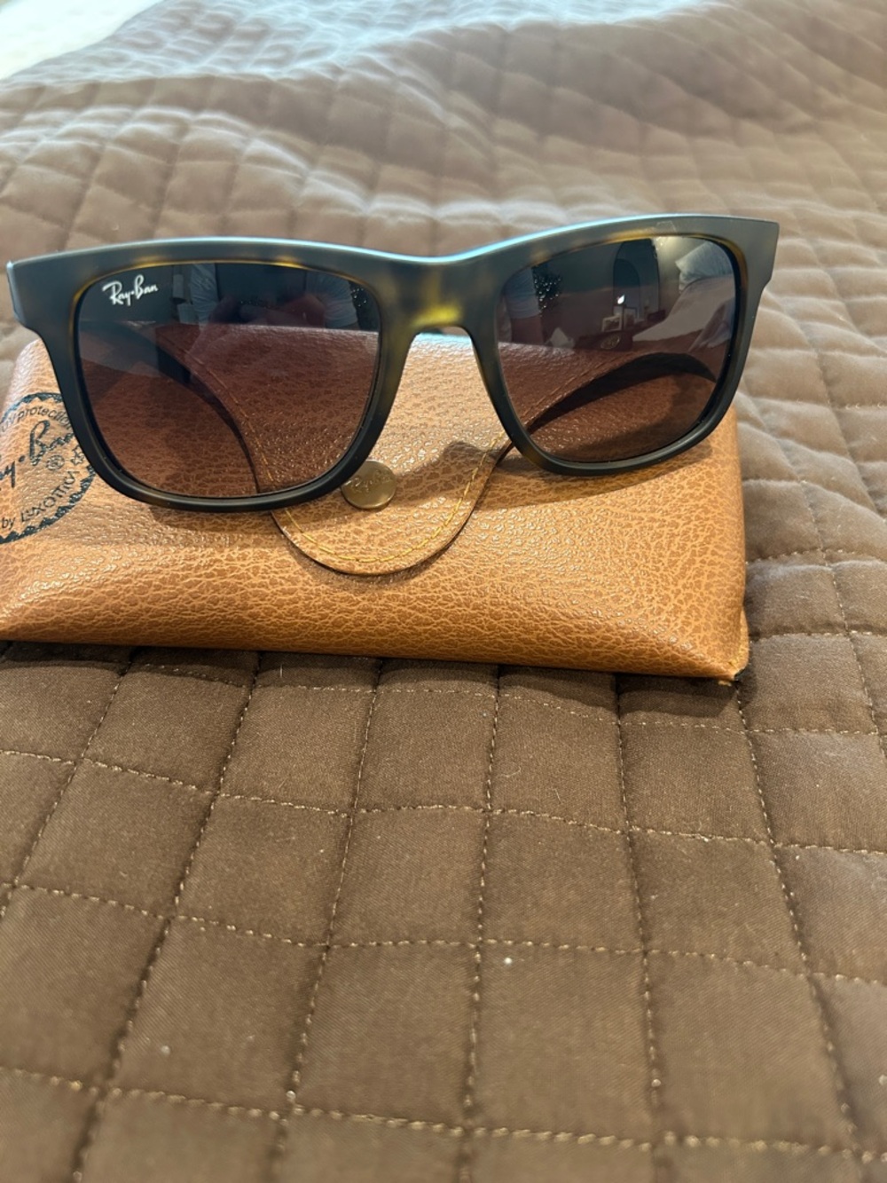 Ray-Ban 4165 Justin Tortoise Shell Frame Sunglasses with Brown Lenses